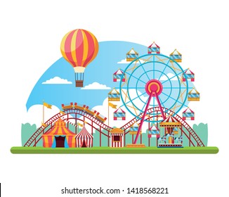 Circus Fair Festival Scenery Roller Coaster Stock Vector (Royalty Free ...