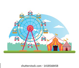 Circus Fair Festival Scenery Tents Big Stock Vector (Royalty Free ...