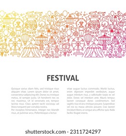 Circus Festival Line Template. Vector Illustration of Outline Design.