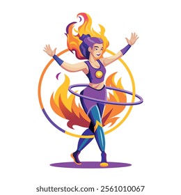 Circus fire performance illustration in flat style 
