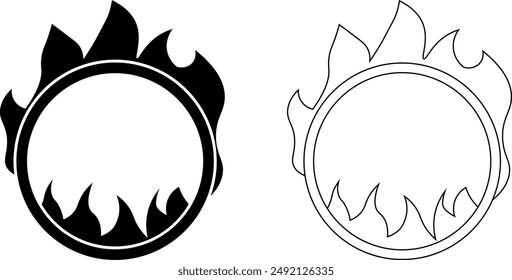 circus fire ring icon set