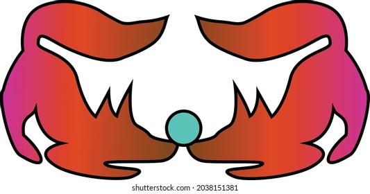 Circus foxes playing with ball gradient sticker logo vector isolated illustration