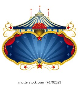 A circus frame with a big top and a large copy space with curtains for your message