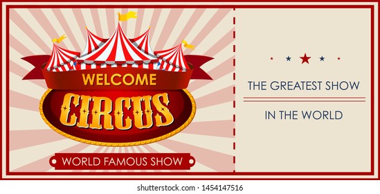 Circo, feria divertida, ilustración de plantilla de tema de parque de diversiones