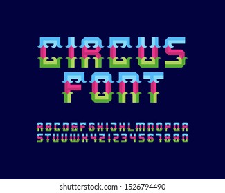 Circus Fun Font Set in vector format. Colorful version