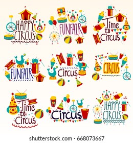 Circus and Funfair Entertainment collage composition  in vector