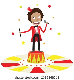 Circus funny boy presenter. Vector illustration.