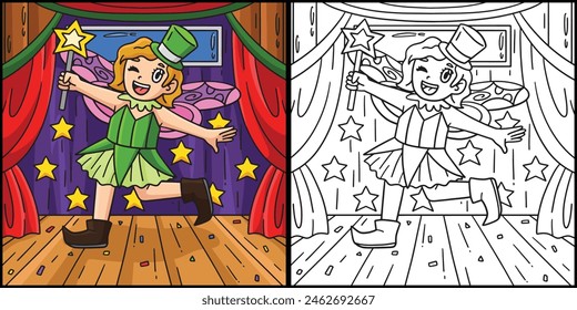 Circus Girl Dressed As Fairy Colored Illustration