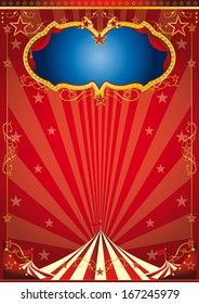 circus gold party. A red circus background for a poster.