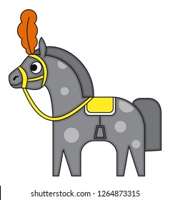 Circus gray horse in cartoon flat style