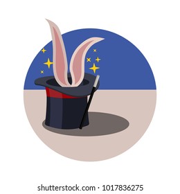 Circus hat with rabbit icon. Cartoon illustration of circus hat with rabbit Vector isolated retro show flat icon for web