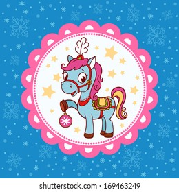 ?ard with circus horse in cartoon style