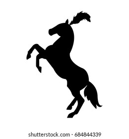 Circus horse silhouette with feathers on head, horse logo badge