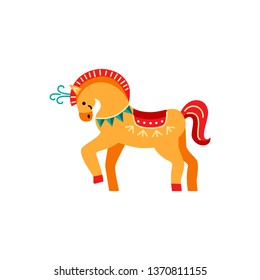 Circus horse vector illustration isolated on white background. Flat style design element.