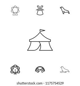 Circus icon. collection of 7 circus outline icons such as seal, magic hat, carousel. editable circus icons for web and mobile.