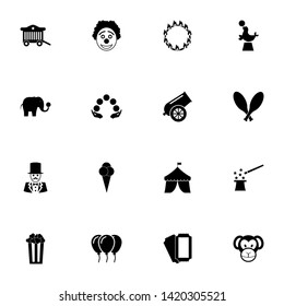 Circus icon - Expand to any size - Change to any colour. Perfect Flat Vector Contains such Icons as clown, cannon, monkey, elephant, fur seal, magician, juggling, pop korn box, ice cream, ticket, tent