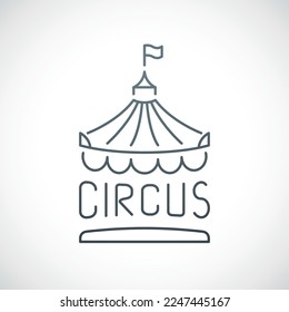 Icono de circo aislado en fondo blanco. Plantilla del emblema de la tienda de circo. Ilustración vectorial.