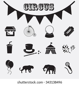 Circus icon set. Vector art.