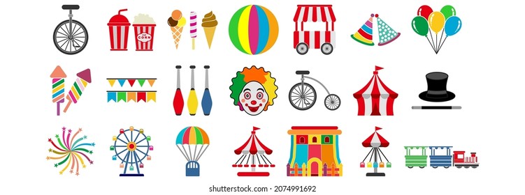 circus icon set, circus vector set sign symbol