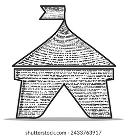 circus icon vector engraving style hand drawn black and white