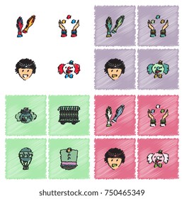 Circus Icons collection in Hatching style