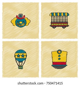 Circus Icons collection in Hatching style