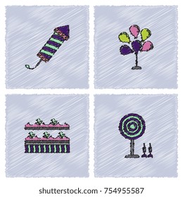 Circus Icons collection in Hatching style