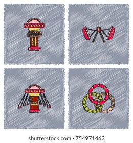 Circus Icons collection in Hatching style