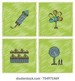 Circus Icons collection in Hatching style