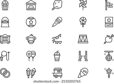 Circus icons collection is a vector illustration with editable stroke.