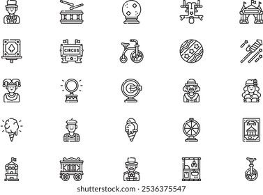 Circus icons collection is a vector illustration with editable stroke.