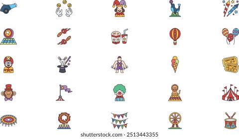 Circus icons High-Quality Vector Icons Collection with Editable Stroke. Ideal for Professional and Creative Projects.