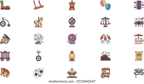 Circus icons High-Quality Vector Icons Collection with Editable Stroke. Ideal for Professional and Creative Projects.