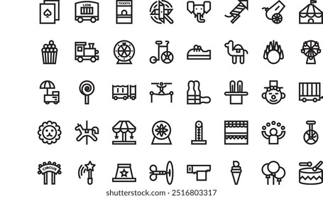 Circus icons High-Quality Vector Icons Collection with Editable Stroke. Ideal for Professional and Creative Projects.