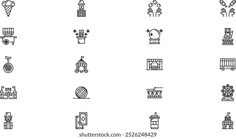 Circus icons High-Quality Vector Icons Collection with Editable Stroke. Ideal for Professional and Creative Projects.