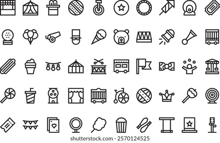 Circus icons  High-Quality Vector Icons Collection with Editable Stroke. Ideal for Professional and Creative Projects.