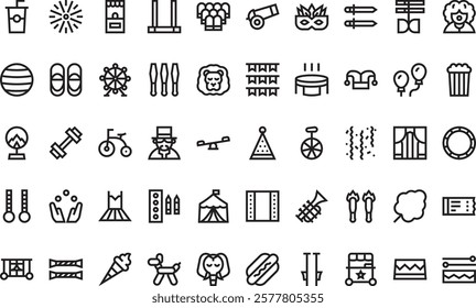 Circus icons High-Quality Vector Icons Collection with Editable Stroke. Ideal for Professional and Creative Projects.