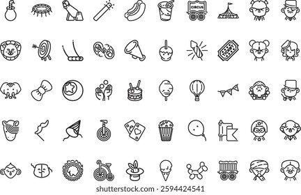 Circus icons High-Quality Vector Icons Collection with Editable Stroke. Ideal for Professional and Creative Projects.