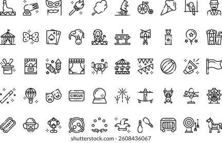 Circus icons High-Quality Vector Icons Collection with Editable Stroke. Ideal for Professional and Creative Projects