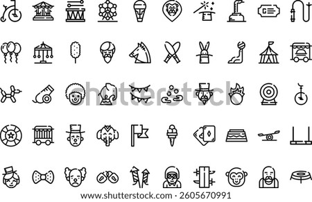 Circus icons High-Quality Vector Icons Collection with Editable Stroke. Ideal for Professional and Creative Projects