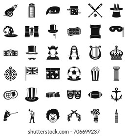 Circus icons set. Simple style of 36 circus vector icons for web isolated on white background