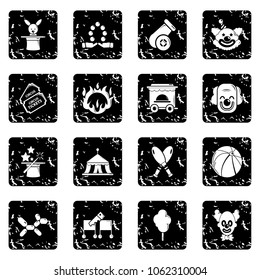 Circus icons set vector grunge isolated on white background 