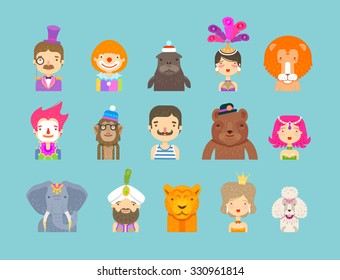 circus icons set. vector illustration