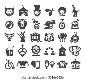 circus icons set. vector illustration