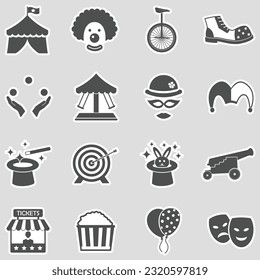 Circus Icons. Sticker Design. Vector Illustration.