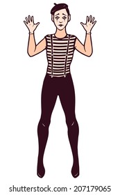 Circus illustration, mime isolated on white