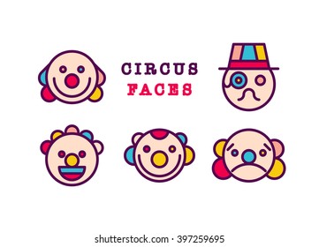 Circus illustration. Modern flat style. Icon set.