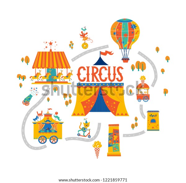 Circus Illustration Set Circus Artist Elephant Stock Vector (Royalty ...