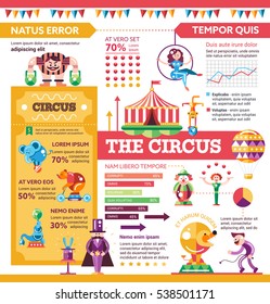 The Circus - info poster, brochure cover template layout with flat design icons, other infographic elements and filler text