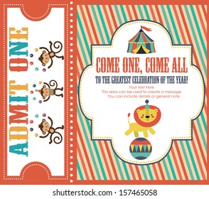 circus invitation card design. vector illustration